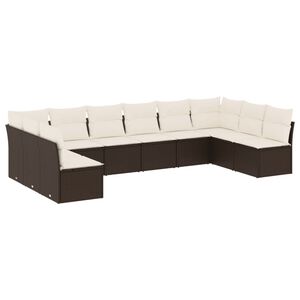 vidaXL 10-osaline aiadiivani komplekt patjadega, pruun, pol&uuml;rotang