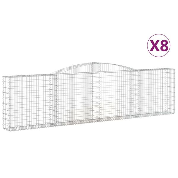 vidaXL kaarekujulised gabioonkorvid 8 tk, 400x30x100/120 cm, raud