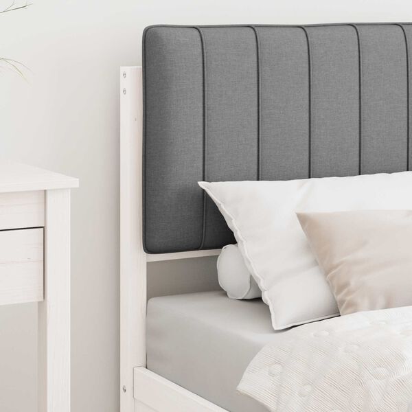 vidaXL Voodiraam Pehme Peatoega peaga Helehall 80 x 200 cm Tahke m&auml;nd