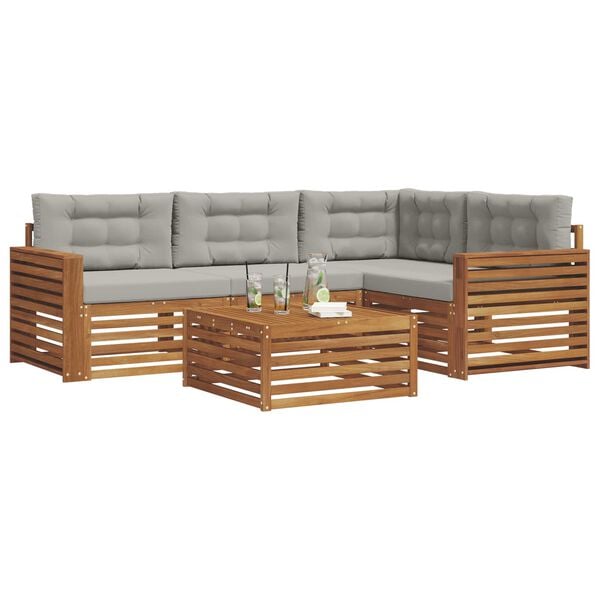 vidaXL V&auml;li diivanikomplekt padjaga 5 pcs Looduslik ja Hele Hall