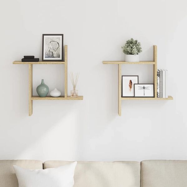 vidaXL seinariiulid 2 tk, Sonoma tamm, 50x12x50 cm, tehispuit