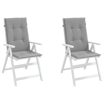 vidaXL kõrge seljatoega toolipadjad 2 tk, hall, 120x50x3 cm, kangas