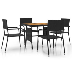 vidaXL 5-osaline aiam&ouml;&ouml;blikomplekt, pol&uuml;rotang, must