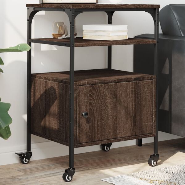 vidaXL printerialus, 3 tasandit, pruun tamm, 50x40x76 cm, tehispuit