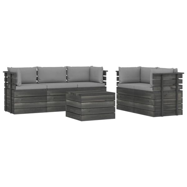 vidaXL 6-osaline kaubaalustest aiadiivani komplekt patjadega m&auml;nnipuit