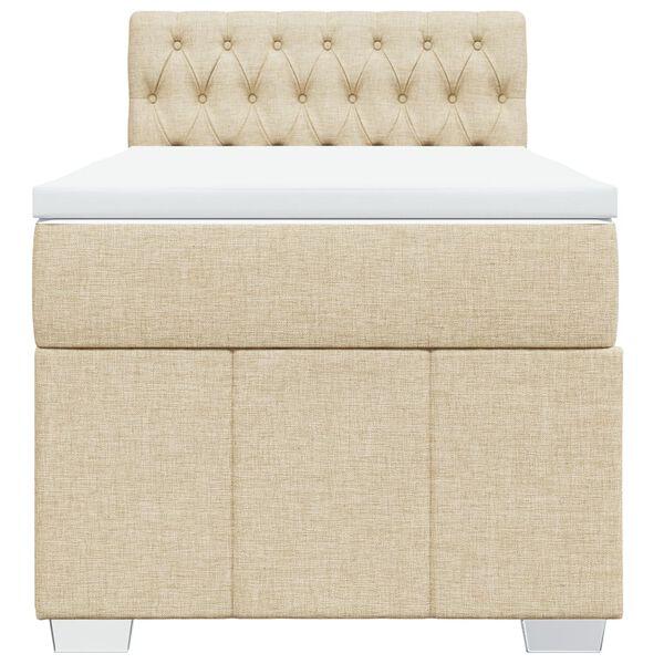 vidaXL kontinentaalvoodi madratsiga, kreemjas, 90x200 cm, kangas