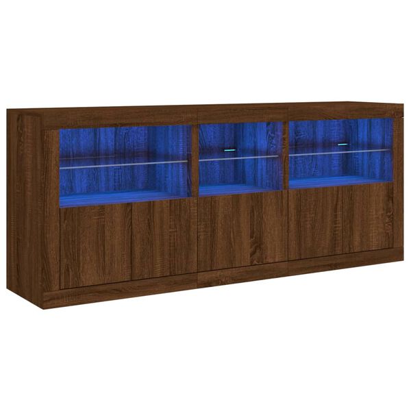 vidaXL puhvetkapp LED-tuledega, hele tamm, 162x37x67 cm
