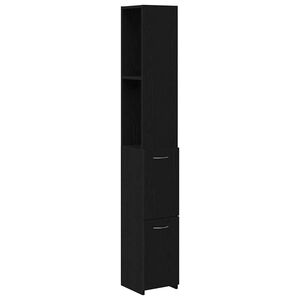 vidaXL Vannitoa kapp sahtliga Must tamm 25 x 25 x 170 cm Tehispuit