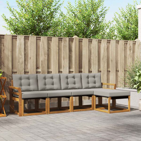 vidaXL V&auml;li diivanikomplekt padjaga 5 pcs Looduslik ja Hele Hall