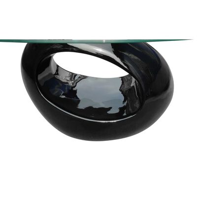 vidaXL ovaalse klaasist plaadiga kohvilaud, kõrgläikega must