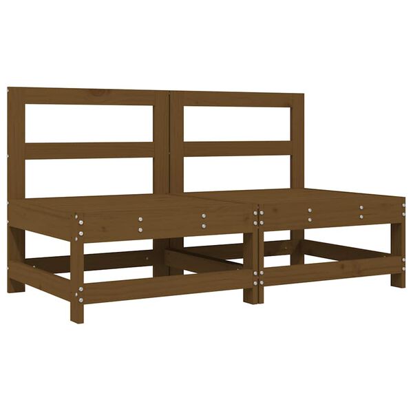 vidaXL keskmised diivaniosad patjadega 2 tk, meepruun, männipuit