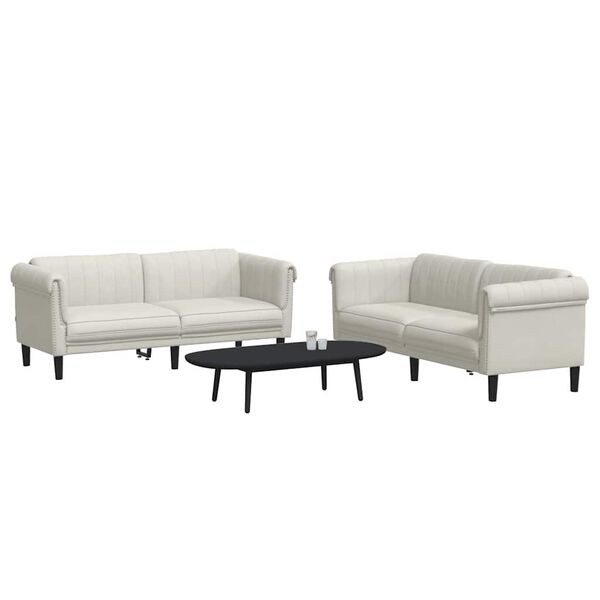 vidaXL 2-osaline diivanikomplekt, kreemjas, samet