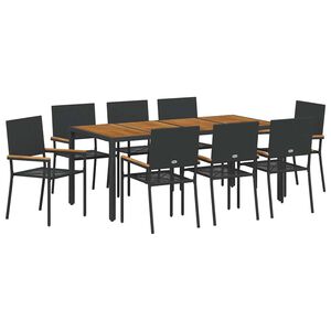vidaXL Aia s&ouml;&ouml;gilaudade komplekt 9 pcs Must pol&uuml;rotang