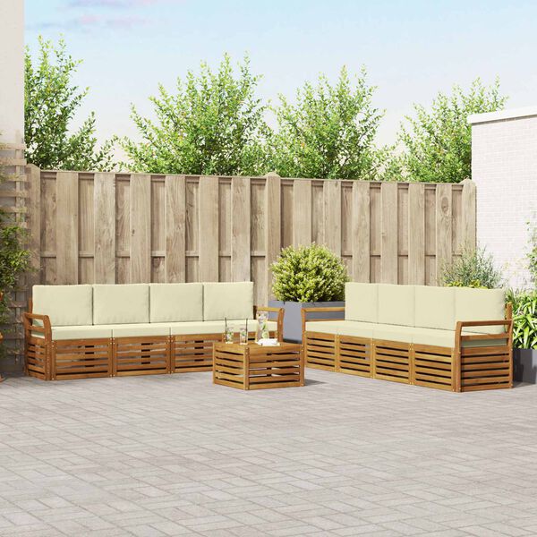 vidaXL Diivanikomplektid 9 pcs Looduslik ja kreem Tugev akatsiapuu