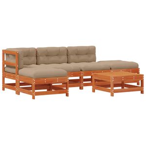 vidaXL Aia lounge komplekt 5 pcs Vahapunane Tahke m&auml;nd