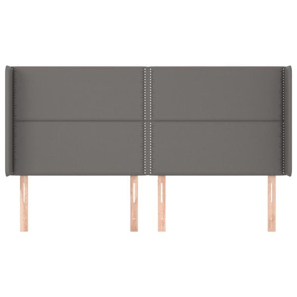 vidaXL voodipeats servadega, hall, 203x16x118/128 cm, kunstnahk