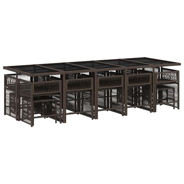 vidaXL 15-osaline aia s&ouml;&ouml;gim&ouml;&ouml;bli komplekt patjadega pruun, pol&uuml;rotang