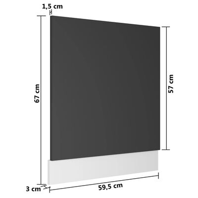 vidaXL nõudepesumasina paneel, hall, 59,5x3x67 cm, puitlaastplaat