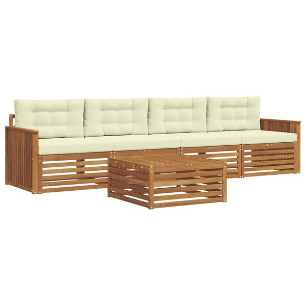 vidaXL V&auml;li diivanikomplekt padjaga 5 pcs Looduslik ja kreem