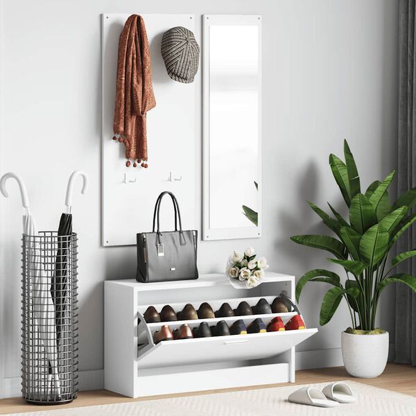 vidaXL kolm &uuml;hes kingakappide komplekt, valge, tehispuit