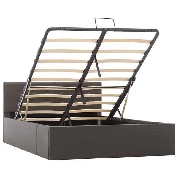 vidaXL h&uuml;drauliline hoiukastiga voodiraam hall kunstnahk 120 x 200 cm