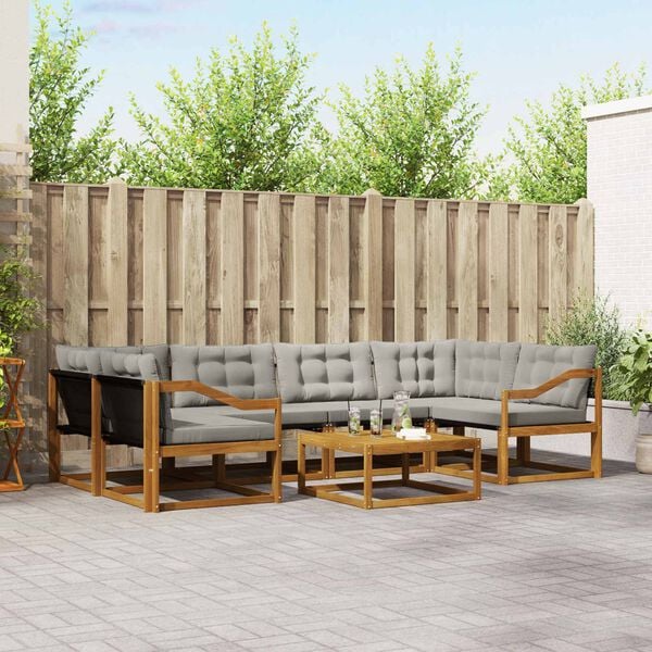 vidaXL V&auml;li diivanikomplekt padjaga 7 pcs Looduslik ja Hele Hall