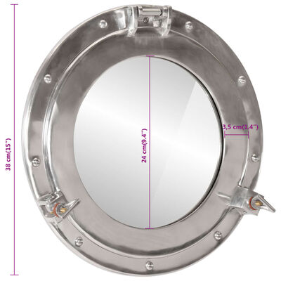 vidaXL illuminaator peegel, seinale, Ø38 cm, alumiinium ja klaas