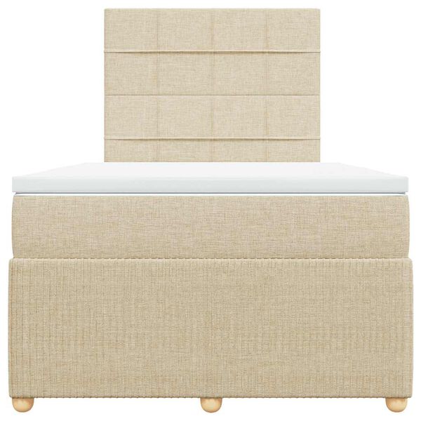 vidaXL kontinentaalvoodi madratsiga, kreemjas, 120x200 cm, kangas