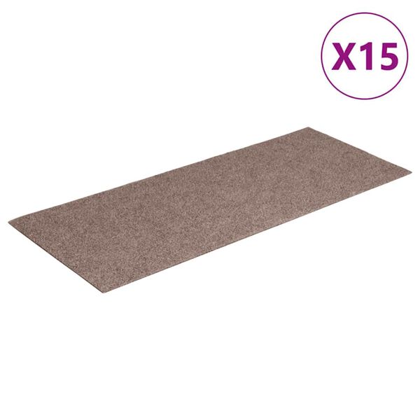 vidaXL isekleepuvad trepimatid, 15 tk, 60 x 25 cm, helepruunid, ristkülikukujulised