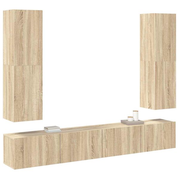 vidaXL 4-osaline telerikappide komplekt, Sonoma tamm, tehispuit