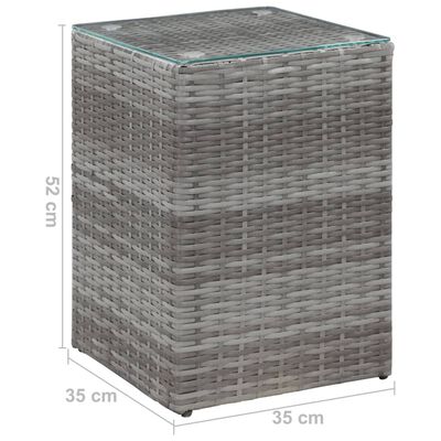 vidaXL lisalaud klaasplaadiga, hall, 35 x 35 x 52 cm, polürotang