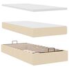 vidaXL Ottomani voodiraam madratsiga, kreemjas, 90x190cm, kangas