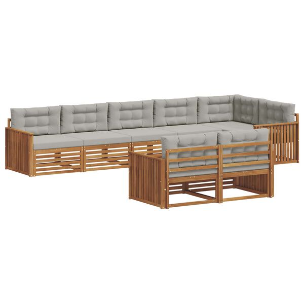 vidaXL V&auml;li diivanikomplekt padjaga 8 pcs Looduslik ja Hele Hall