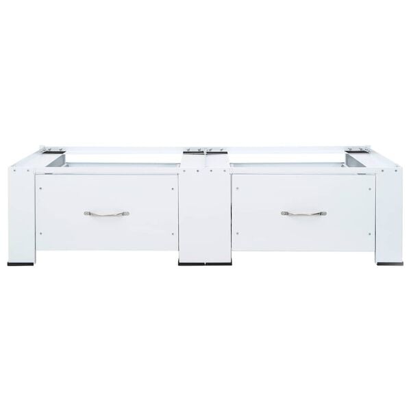 vidaXL kahekordne pesumasina alus sahtlitega, valge