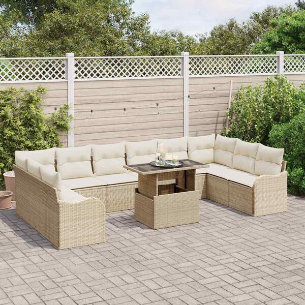 vidaXL Aia Diivanikomplekt padjaga padjaga 11 pcs Beež Pol&uuml; Rattan