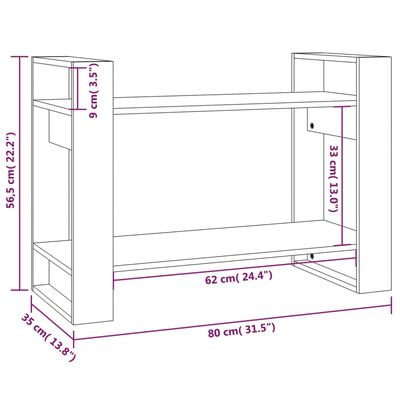 vidaXL raamaturiiul/ruumijagaja, 80 x 35 x 56,5 cm, täismännipuit