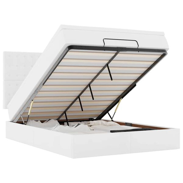 vidaXL Ottomani voodiraam madratsiga, valge, 140x200cm, kunstnahk