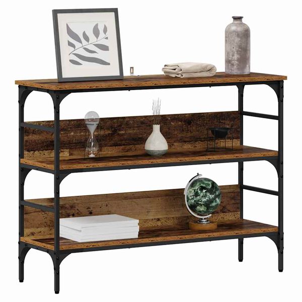 vidaXL Konsoollaud riiuliga Vana puit 100 x 32 x 75 cm Tehispuit