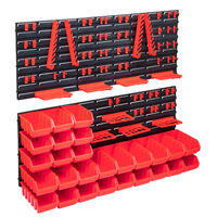 vidaXL 103osaline hoiukastide komplekt seinapaneelidega punane ja must
