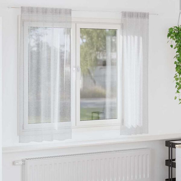 vidaXL Voile Kardin kardinatega 2 pcs Helehall 175 x 140 cm Pol&uuml;ester