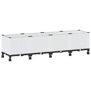 vidaXL Aiakast v&auml;hemalt ratastega Valge 160 x 40 x 48 cm PP