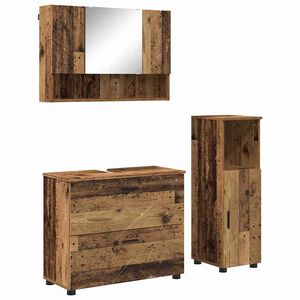 vidaXL Vannitoa m&ouml;&ouml;bleset 3 pcs Vana puit T&ouml;&ouml;deldud puit ja metall