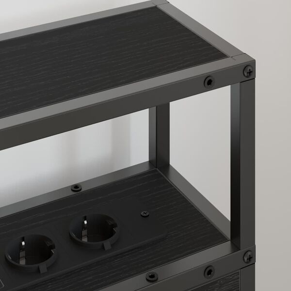 vidaXL Hoiustamispeatoe riiuliga peaga Must tamm 90 cm Tehispuit