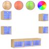 vidaXL 7-osaline telerikappide komplekt LED-tuledega, Sonoma tamm
