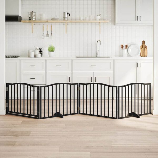 vidaXL koerav&auml;rav uksega, kokkupandav, 4 paneeli, must, 320 cm, paplipuit