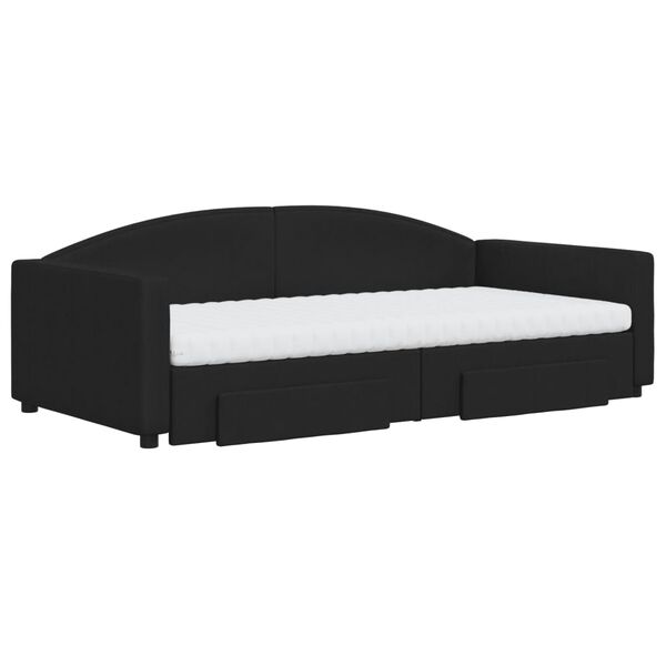 vidaXL diivanvoodi v&auml;ljat&otilde;mmatava osaga, must, 100x200 cm, kangas