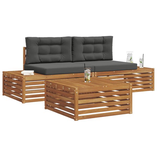 vidaXL V&auml;li diivanikomplekt padjaga 3 T&uuml;kk Looduslik ja antriit