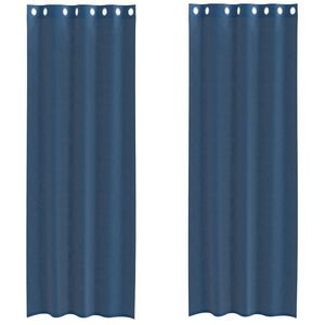 vidaXL Voile kardinad koos r&otilde;ngastega 2 tk Royal Blue