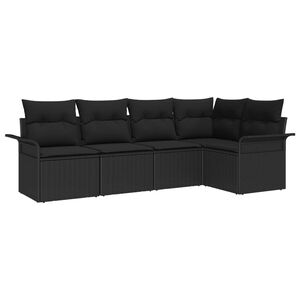 vidaXL Aia Diivanikomplekt padjaga 5 pcs Must pol&uuml;rotang