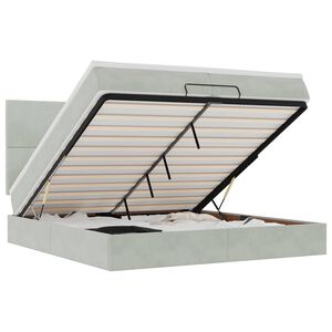 vidaXL Ottomani voodiraam madratsitega, helehall, 200x200 cm, samet